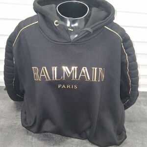 Balmain Womens Sweater in Black with Gold Details